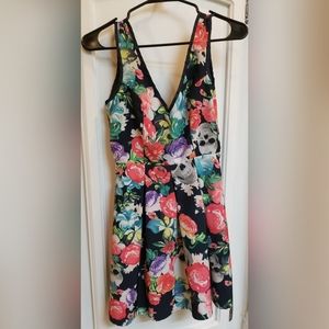 XS Iron Fist Floral Skull Dress